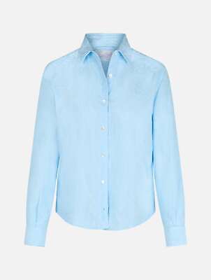 Pre-owned Mc2 Saint Barth Woman Classic Sangallo Cotton Shirt Meredith In Blue