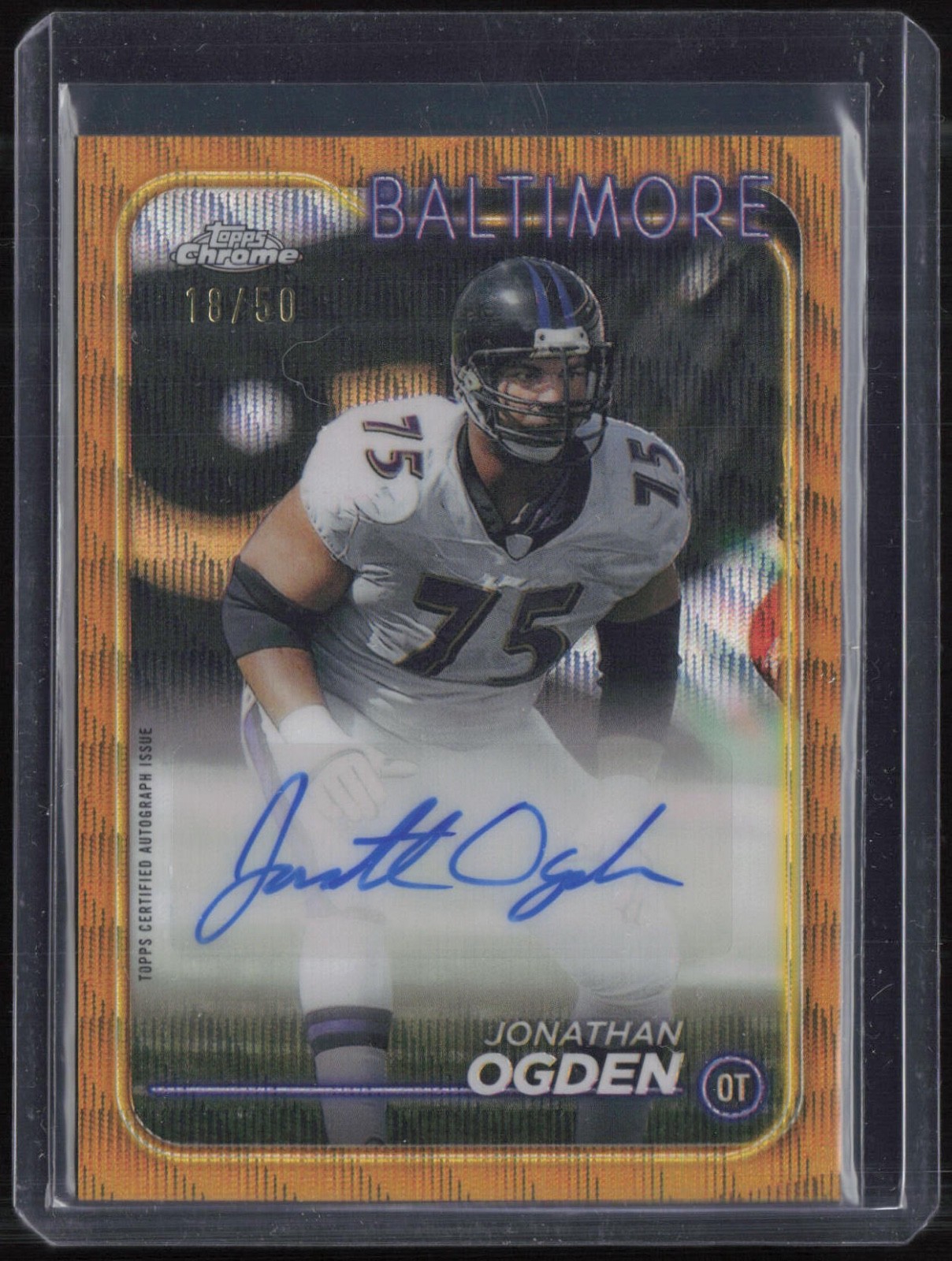 2024 Topps Chrome Gold Wave Refractor Variation Jonathan Ogden 18/50 Auto