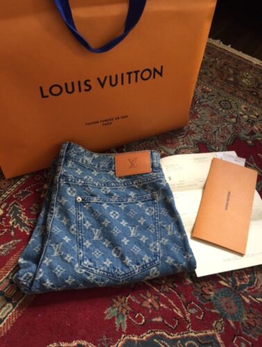 Louis Vuitton x Supreme Blue Monogram Jacquard Denim Jeans M