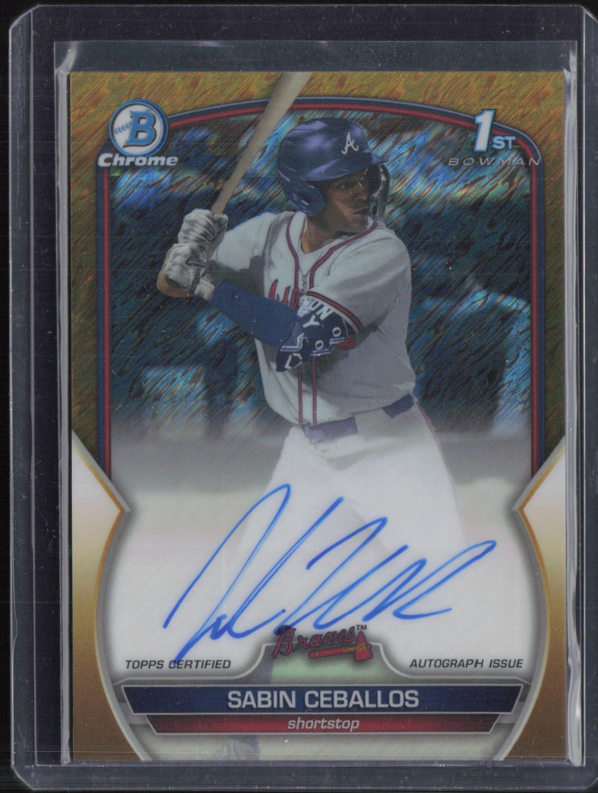 2023 Bowman Chrome Gold Shimmer Refractor Sabin Ceballos 40/50 Auto RC Rookie