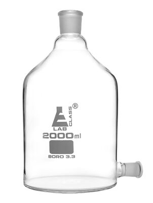 Aspirator Bottle, 2000ml - Outlet for Tubing - Borosilicate Glass - Eisco Labs
