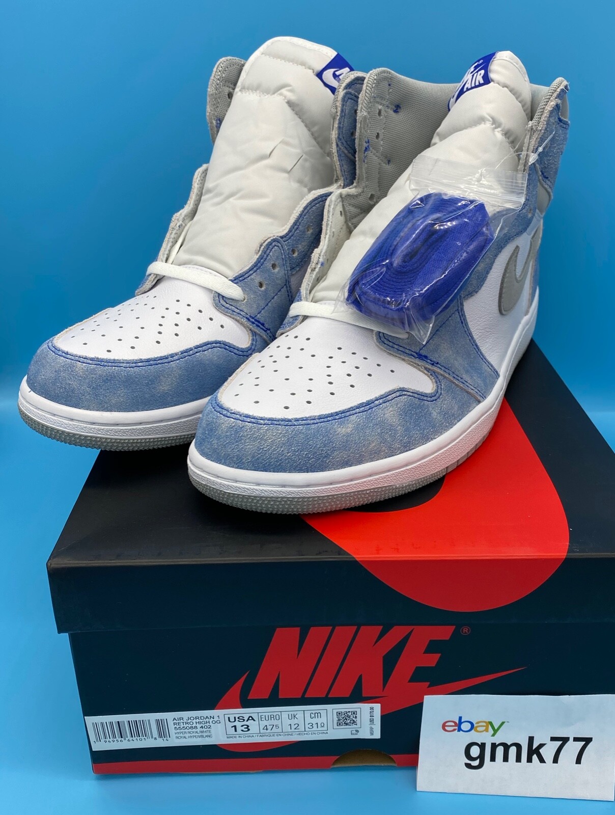 Nike Air Jordan 1 Retro High OG Hyper Royal 555088-402 Men's Nike Air Jordan 1 Retro High OG Hyper Royal 555088-402 Men's