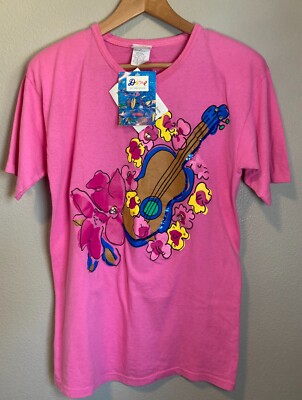 NWT VTG Ken Done Art Design Size Small 80s Graphic T-Shirt Pink Guitar Flowers