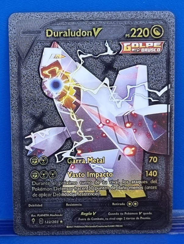 Carte Pokemon Espagnol Duraludon V 122/203 Ps200 Couleur Noire