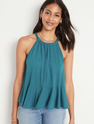 Old Navy Womens Size Medium ~ Linen-Blend Peplum Halter Swing Top ..$25