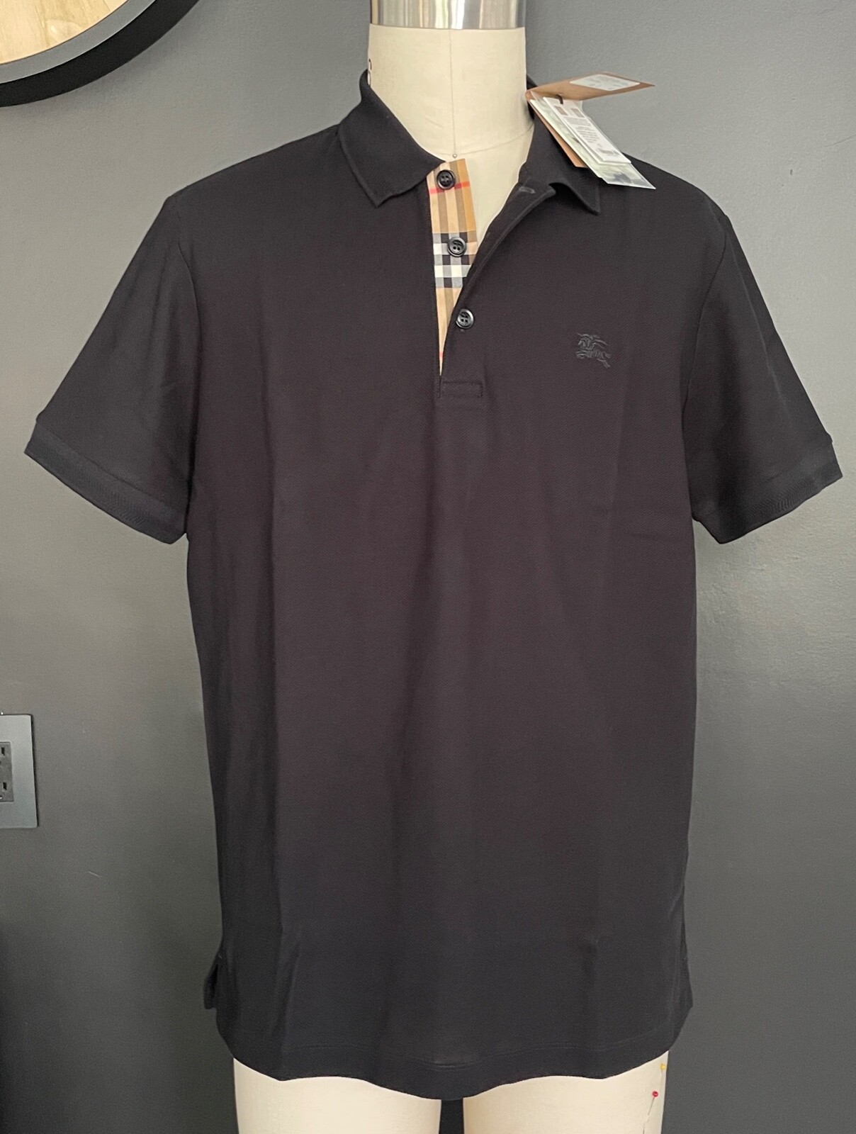 Authentic NWT Burberry Black Eddie EKD Cotton Polo Shirt | eBay