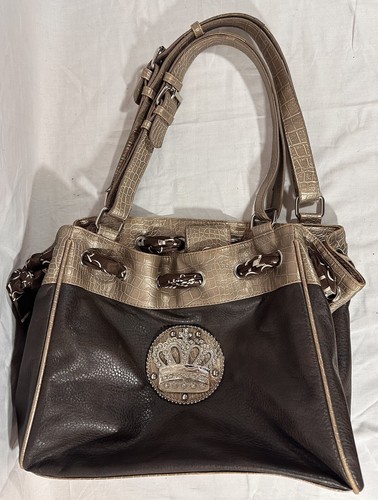 Vintage Designer Purse Handbag Color Brown Crown Emblem Y2K