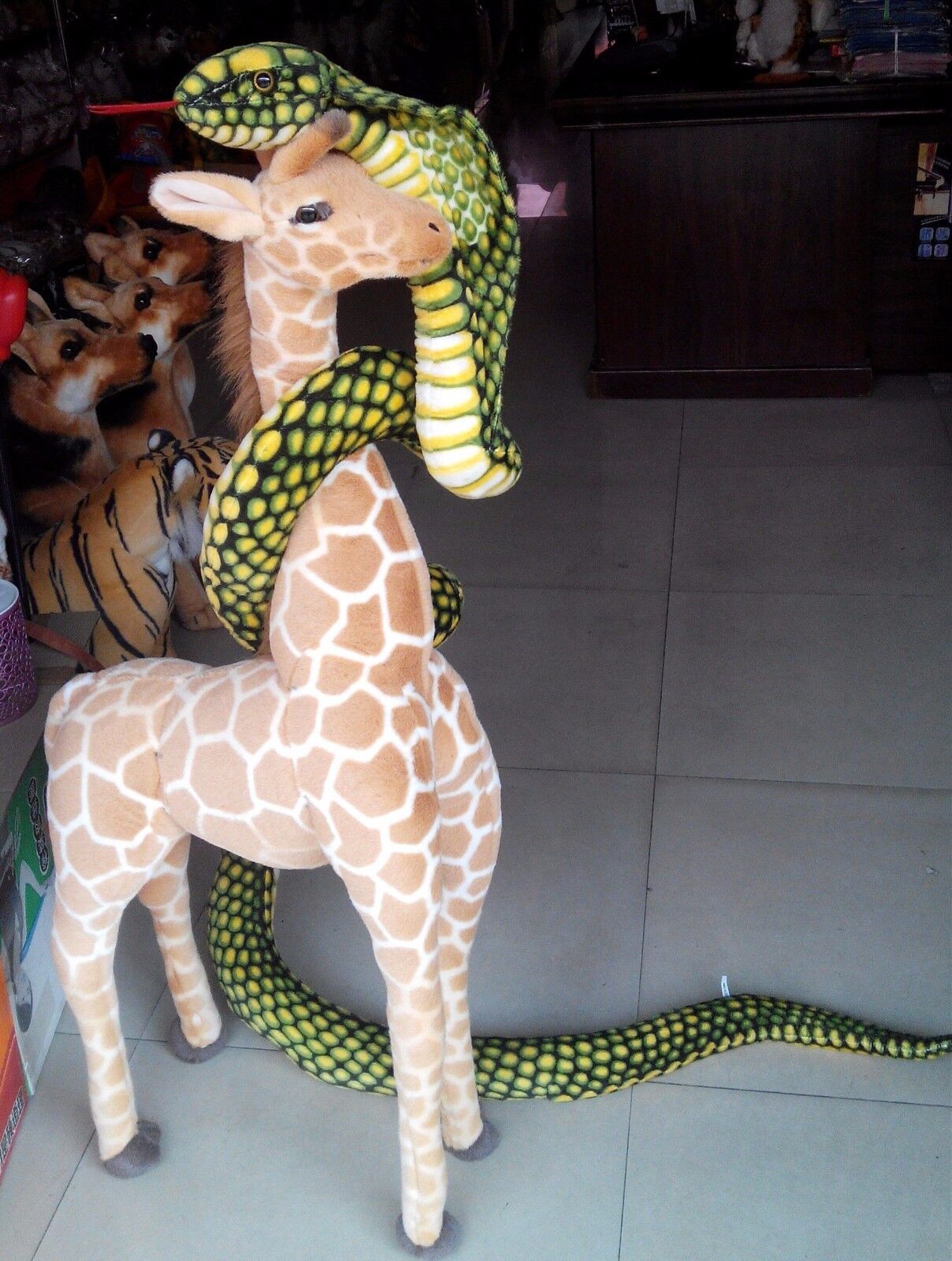 Stuffed Animal Emulational Anaconda Green Snake King Cobra Plush Toy 110