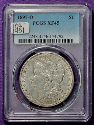 1897-o Morgan Silver Dollar.  In PCGS Holder.  XF 45.   J451