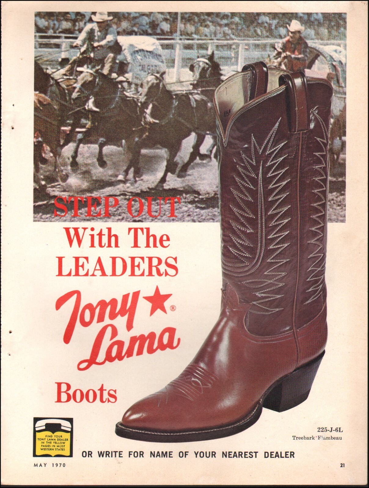 1970 Vintage ad Tony Lama Boots retro Western Boots Rodeo