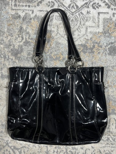 Coach East West Gallery Black Patent Leather Tote Shoulder