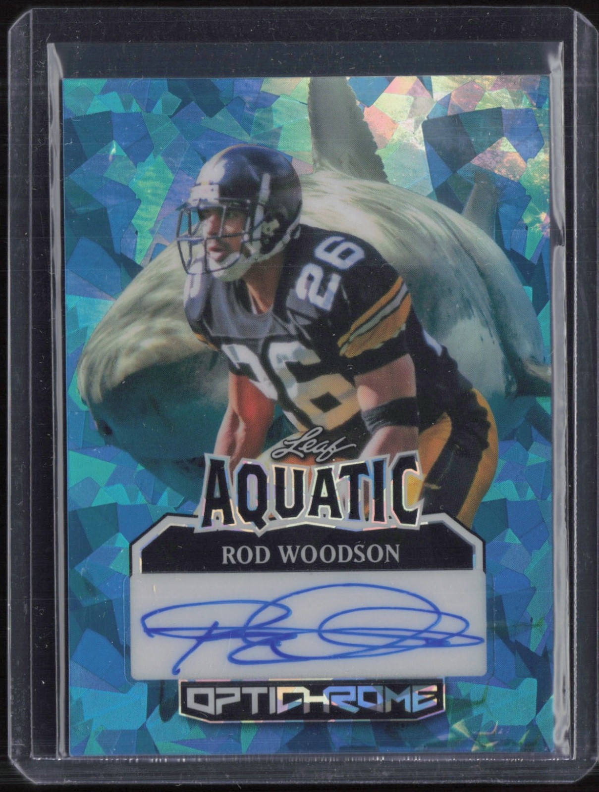 2025 Leaf Optichrome Aquatic Crystal Shark Rod Woodson 1/1 Auto Autograph