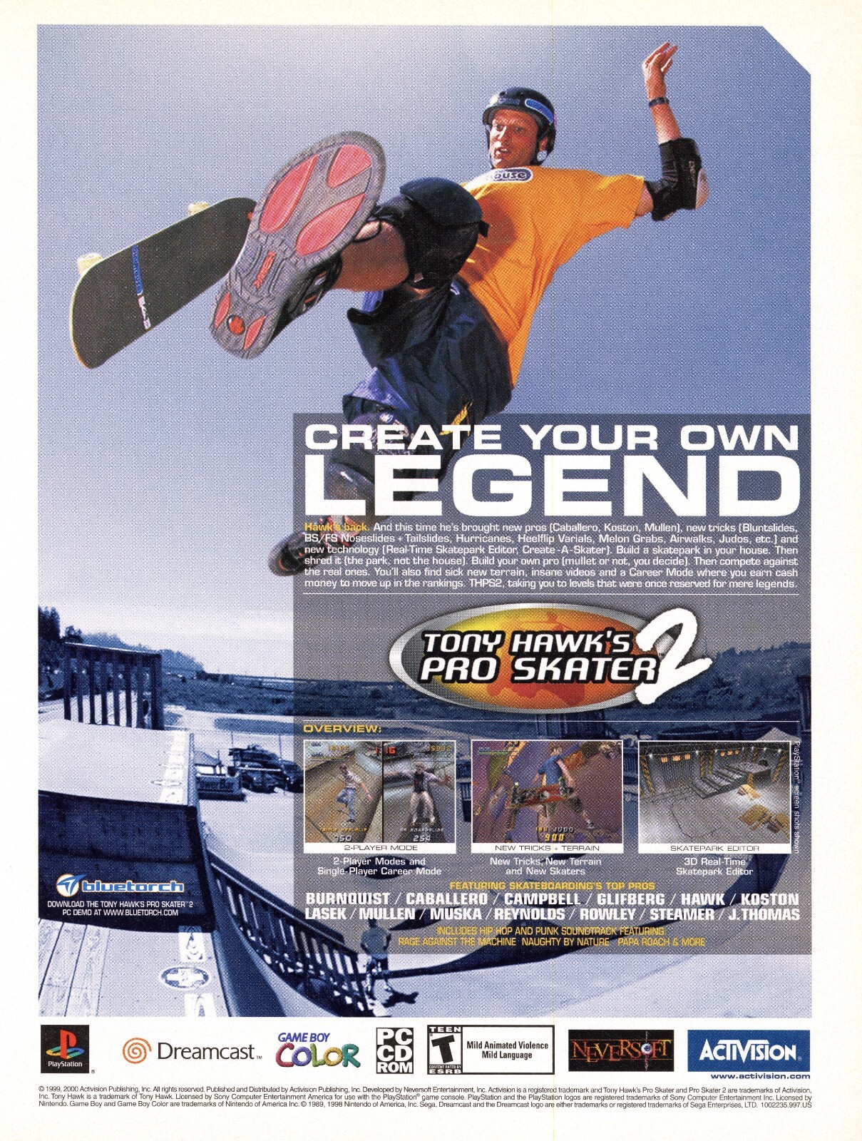Tony Hawk's Pro Skater 2 Playstation 1 PS1 Sega Dreamcast PC