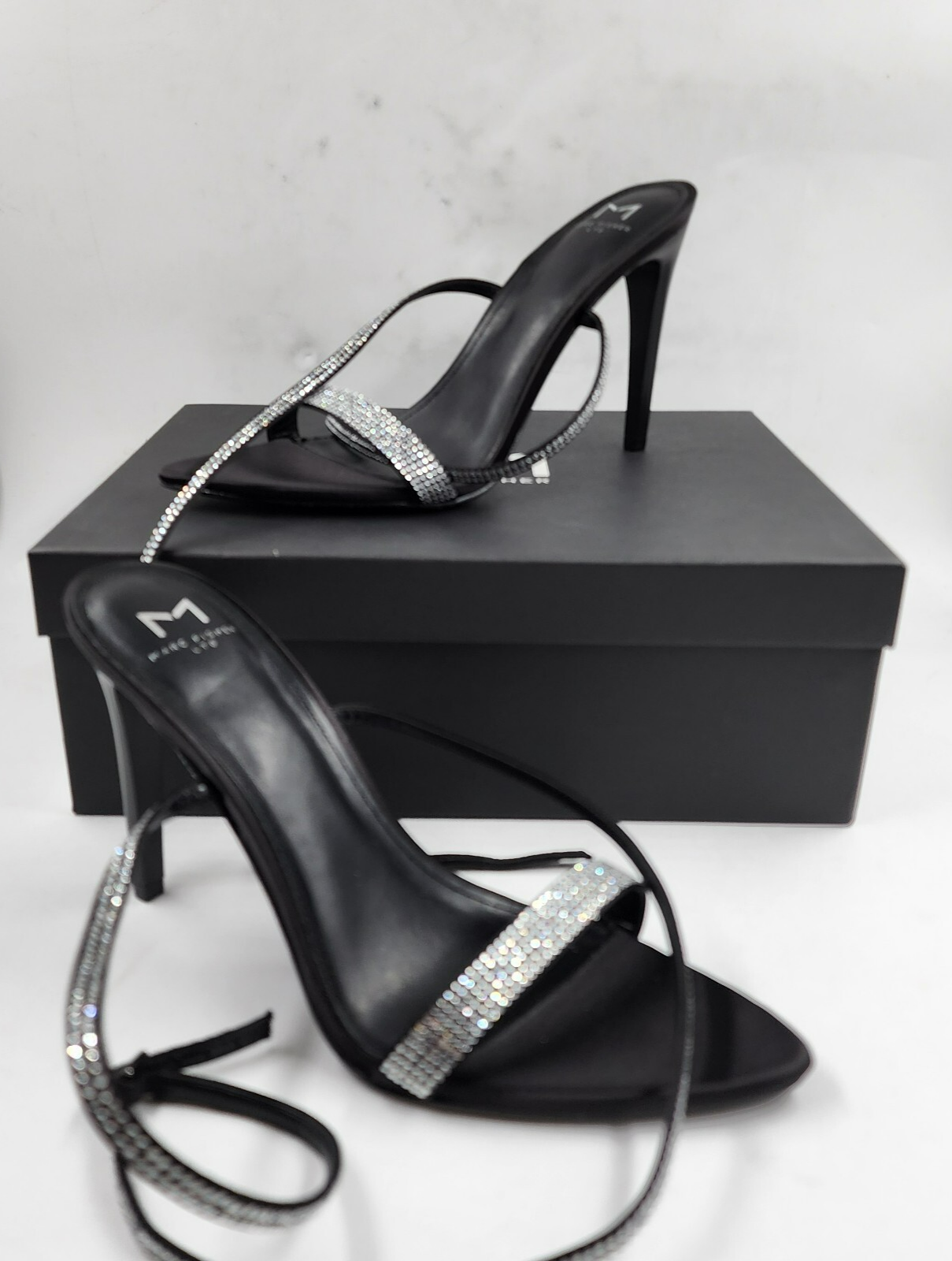Marc Fisher LTD. Cammile Embellished Ankle Strap High Heels Women's 8.5M Black - Picture 3 of 18