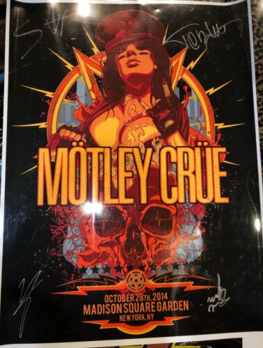 Motley Crue autographed signed 2014 MSG NY concert tour poster New York The Dirt