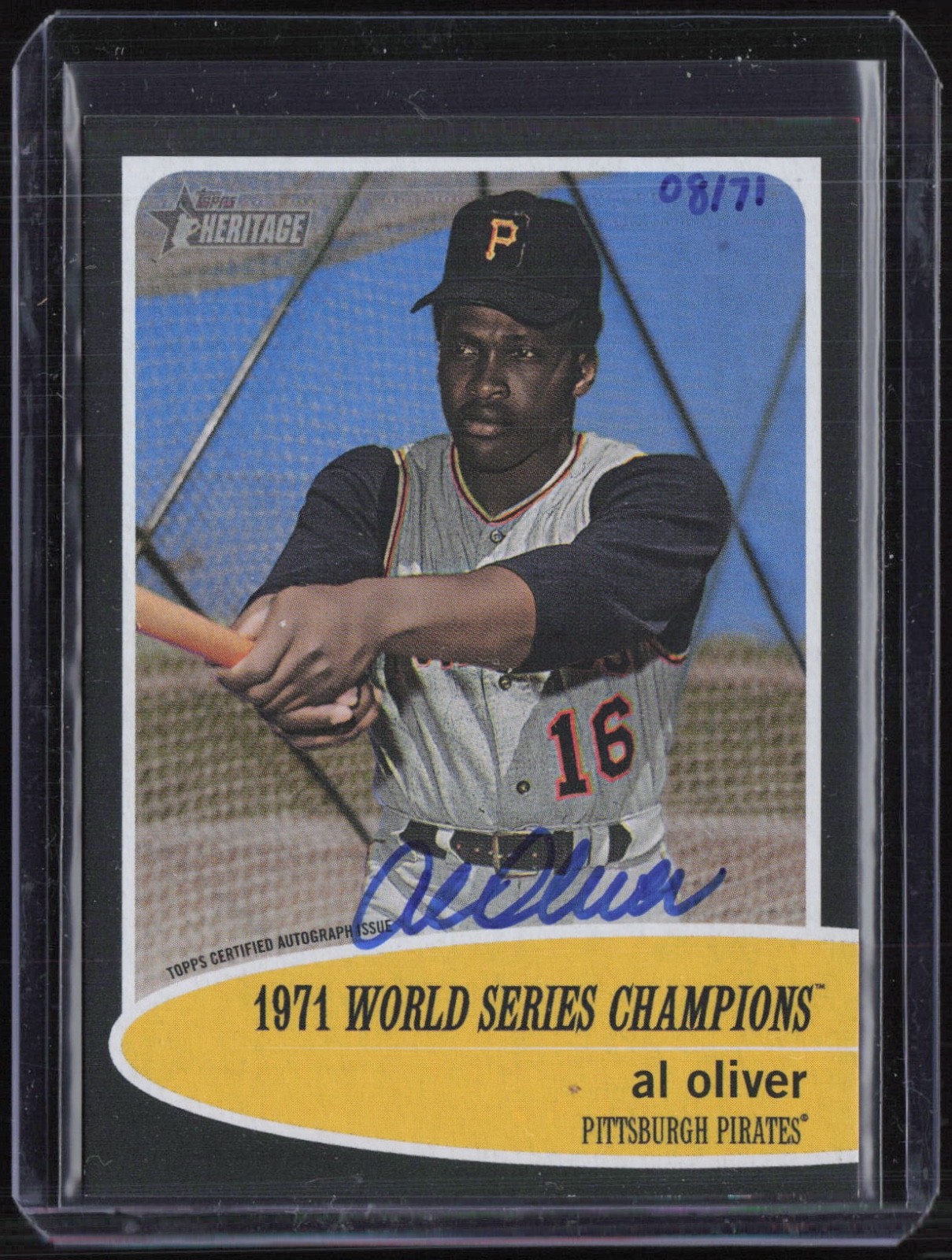 2020 Topps Heritage 1971 World Series Champions Black Al Oliver 8/71 Auto