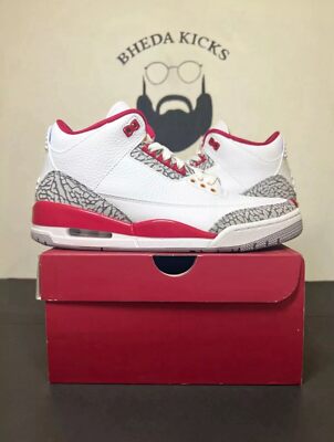 DS Nike Air Jordan 3 Retro Sneaker Cardinal Red White CT8532-126 Men s Size 9.5