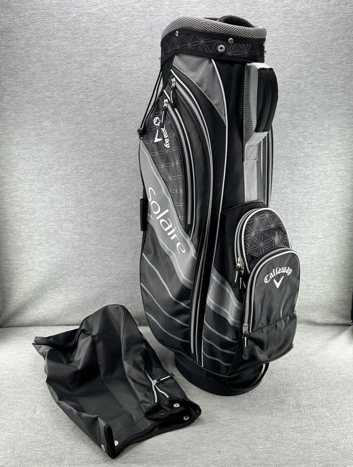 CALLAWAY SOLAIRE - Golf Cart Bag Black White Gray 6-Way with Rain