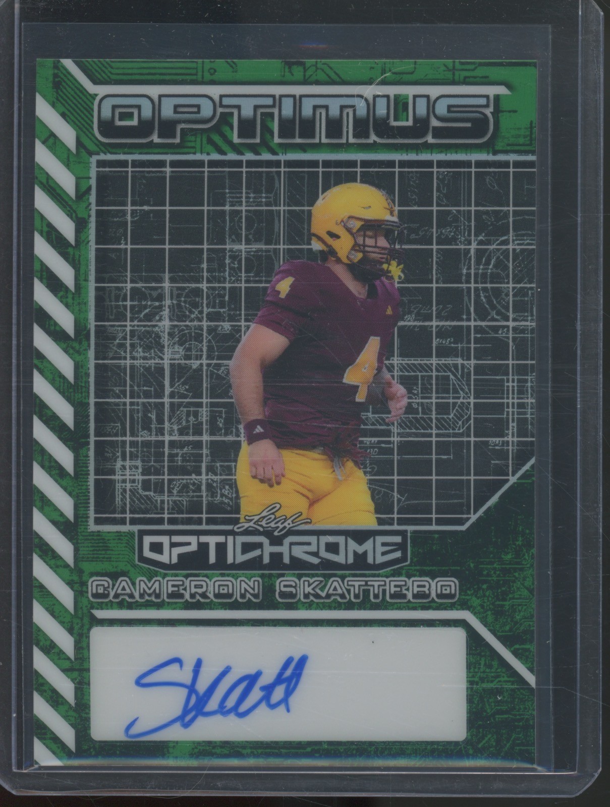 2025 Leaf Optichrome Optimus Prismatic Green Cameron Skattebo 6/6 Auto