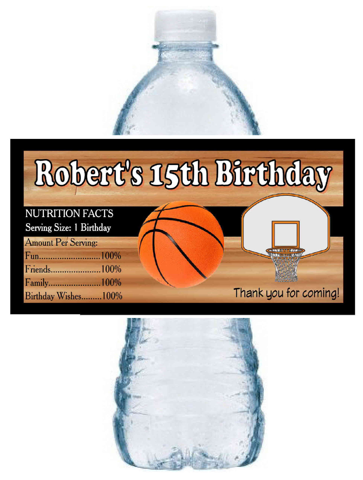 20 BASKETBALL BIRTHDAY PARTY FAVORS WATER BOTTLE LABELS ~ waterproof ink | eBay for Free Printable Referee Water Bottle Labels