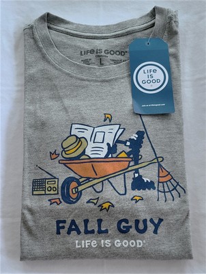Life Is Good SS Shirt Crusher Tee FALL GUY Jake Rake Leaf Relax Chest47 Mens L