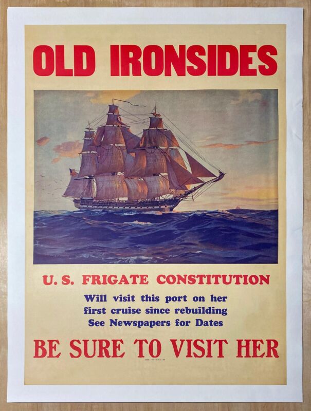 1931 Old Ironside USS Constitution National Tour Rebuilding Cruise Poster RARE