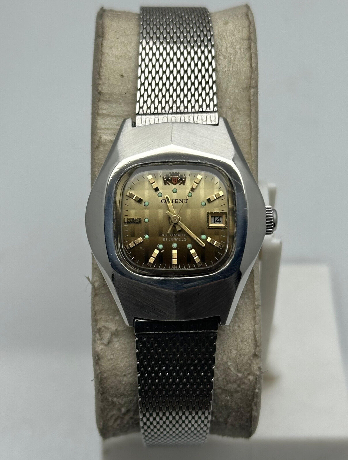 ORIENT オートマチック21ジュエル自動巻き腕時計 ステンレスレディース Orient Automatic 21 Jewels Vintage Japan Made Day/Date
