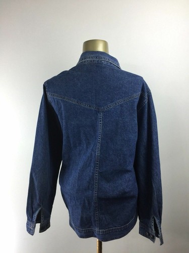 DUO Maternity Button Front Medium Wash Blue Denim Jean Jacket Women's Size Large