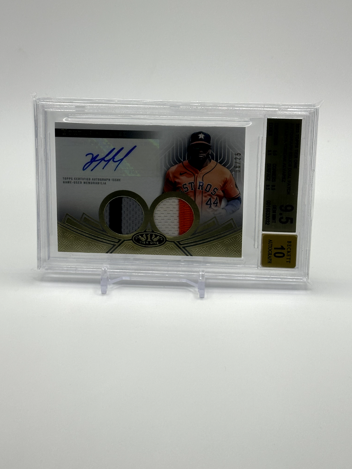 2023 Topps Tier One YORDAN ALVAREZ Dual Relic Autograph /25