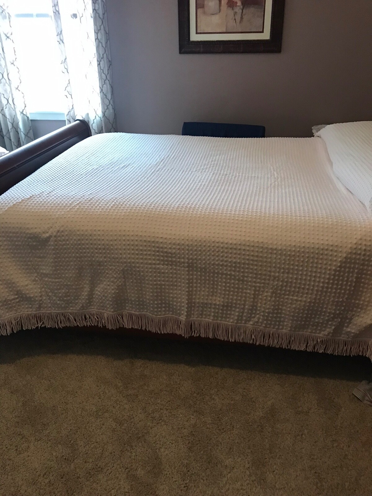 VINTAGE TAGGED MORGAN JONES PINK POPCORN CHENILLE BEDSPREAD 110 x 92