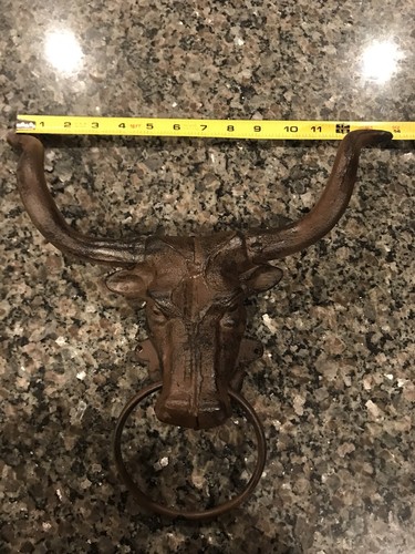 Large Cast Iron Bull Steer Head Door Knocker Heavy