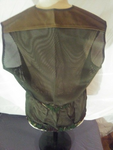 Vintage Jerkin Protective Combat Vest Hunter Green Leather & Mesh Camo,DPM, sz L