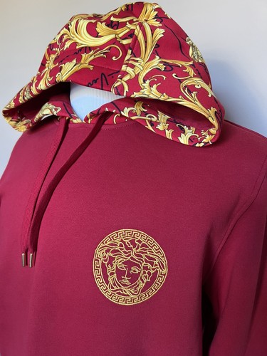 Pre-owned Versace $1150  Medusa Baroque Print Sweatshirt With Hoodie Red S 1003253