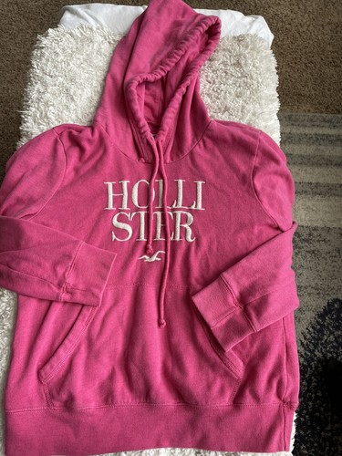 Hollister sz. S soft pink distressed pullover logo hoodie