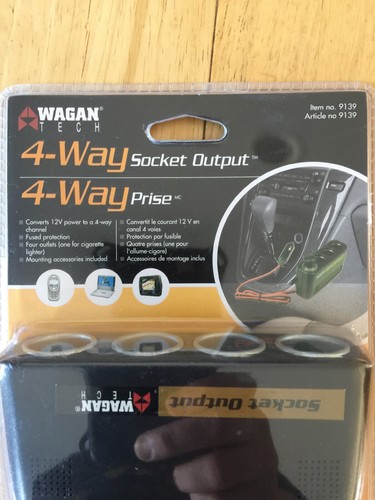 Wagan Tech 9139 4-Way Socket Output. Easy Adhesive Mounting To Expand DC Power.