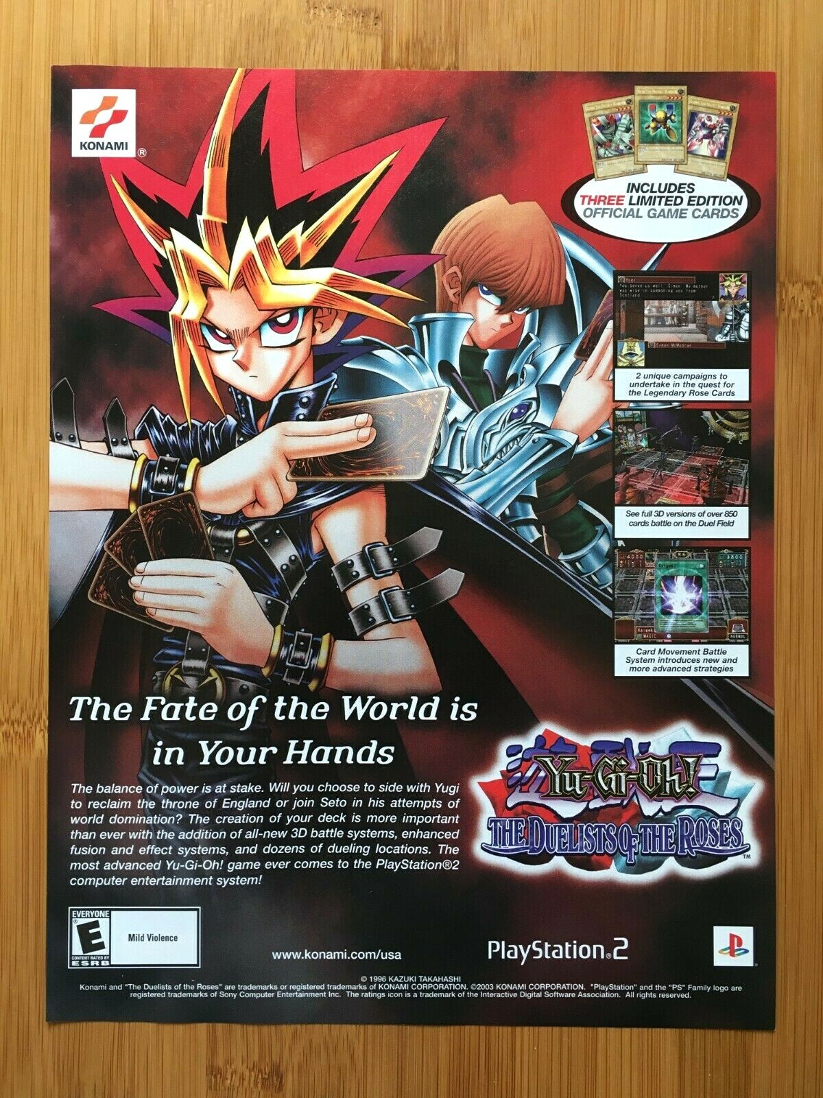 2003 Yu-Gi-Oh The Duelists of the Roses PS2 Print Ad/Poster 2003 Yu-Gi-Oh The Duelists of the Roses PS2 Print Ad/Poster