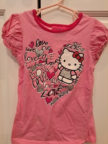 キティ Hello Kitty Girl's Tshirt Pink With Hearts Size 6 | eBay