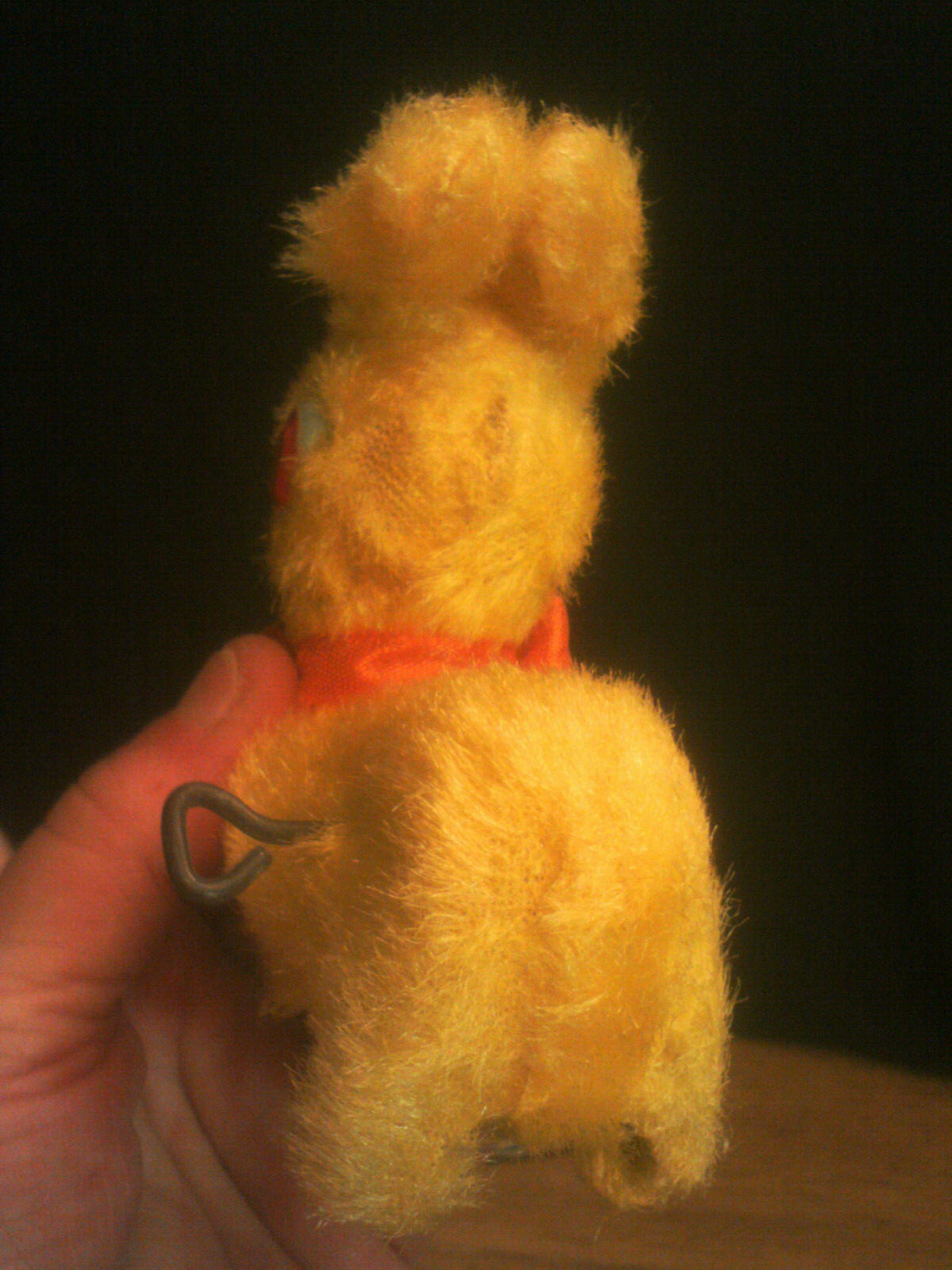 Vintage Key WIND-UP MASCOT BUNNY Rabbit Tin TOY w BOX Japan Hops WORKS Yellow