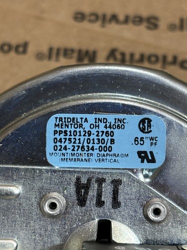 Tridelta PPS10129-2760 Pressure Switch .65” York Luxaire Coleman 024-27634-000