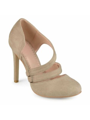 

Женские туфли без шнуровки JOURNEE бежевого цвета с ремешками Zeera и круглым носком на шпильке, размер  м, Бежевый, ZEERA