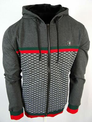 Designer Hoodie Mens Jacket Italian Body Prints Velour Inside Stretch Zip Up