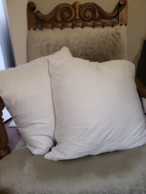 NEW PAIR COTTON FABRIC PLUMP DOWN ALTERNATIVE WHITE THROW PILLOW INSERTS 18''x18''