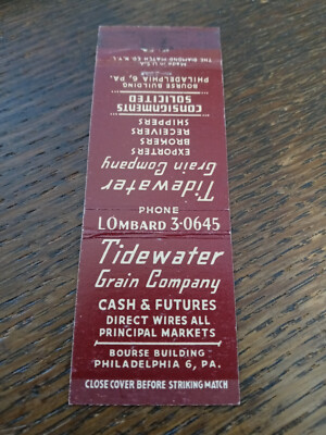 Vintage Matchbook: Tidewater Grain Co, Phladelphia, PA