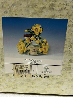 Charming Tails Fitz and Floyd Music Box 80/4 Daffodil Twirl Adorable Mouse New!
