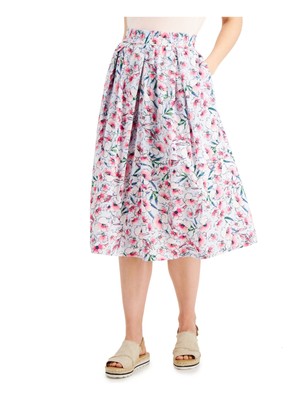 

TOMMY HILFIGER Женская белая миди с эластичной резинкой на талии для работы Юбка-трапеция, Белый