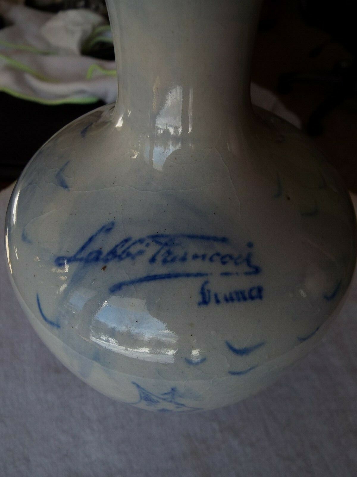 Vintage 1930-1940 Signed Labbé Francois Liquor Decanter Hand Painted  France