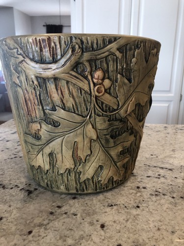 Huge Weller Woodpecker Jardiniere- Never Found Size- 9 1/2” Tall 12” Wise- Minty