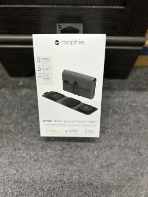 NEW Black Mophie Snap+ 3-in-1 Multi-Device Travel Magsafe Compatible Charger