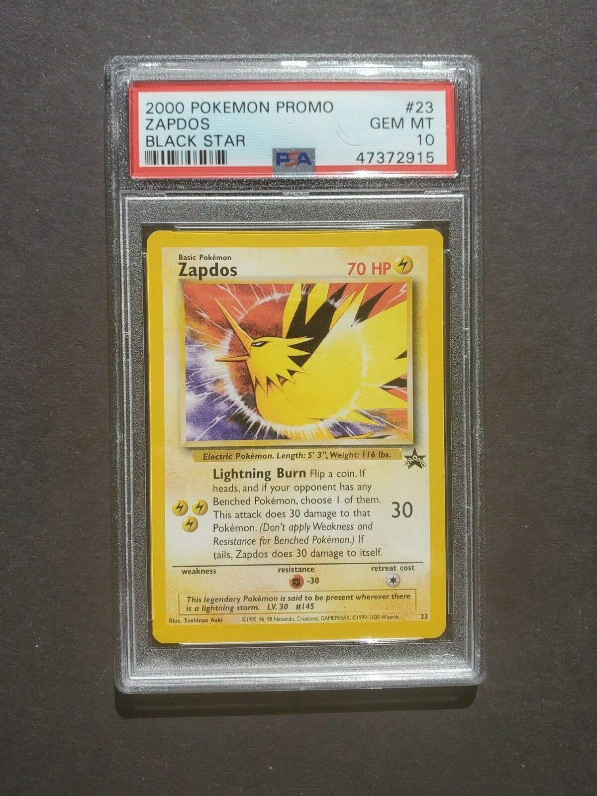 Pokemon PSA 10 ZAPDOS #23 BLACK STAR PROMO NON HOLO - GEM Pokemon PSA 10 ZAPDOS #23 BLACK STAR PROMO NON HOLO - GEM