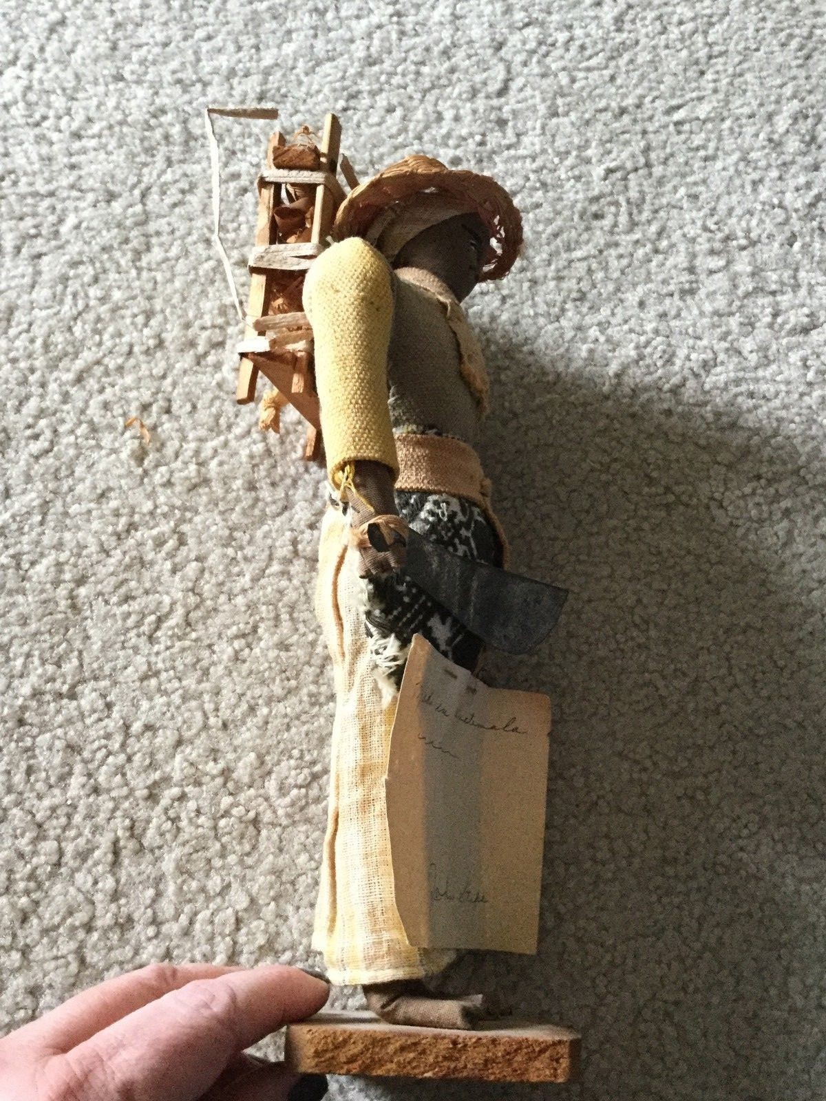 Doll Handmade in Guatemala Man Basket on His Back Handmade Clothes Stand 11